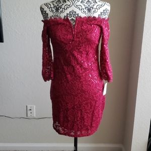 Size 9 Wine Midnight Doll midi cocktail dress